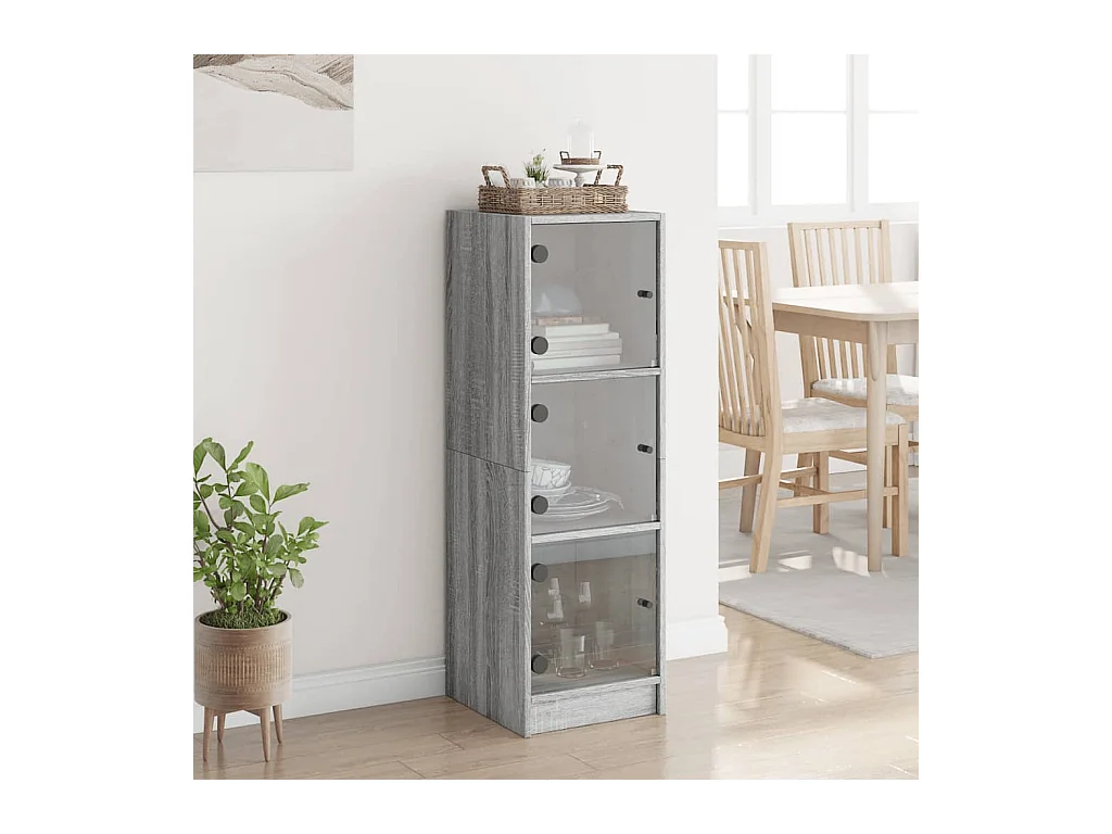 Buffet | Bahut | Meuble de rangement avec portes en verre sonoma gris 35x37x109 cm