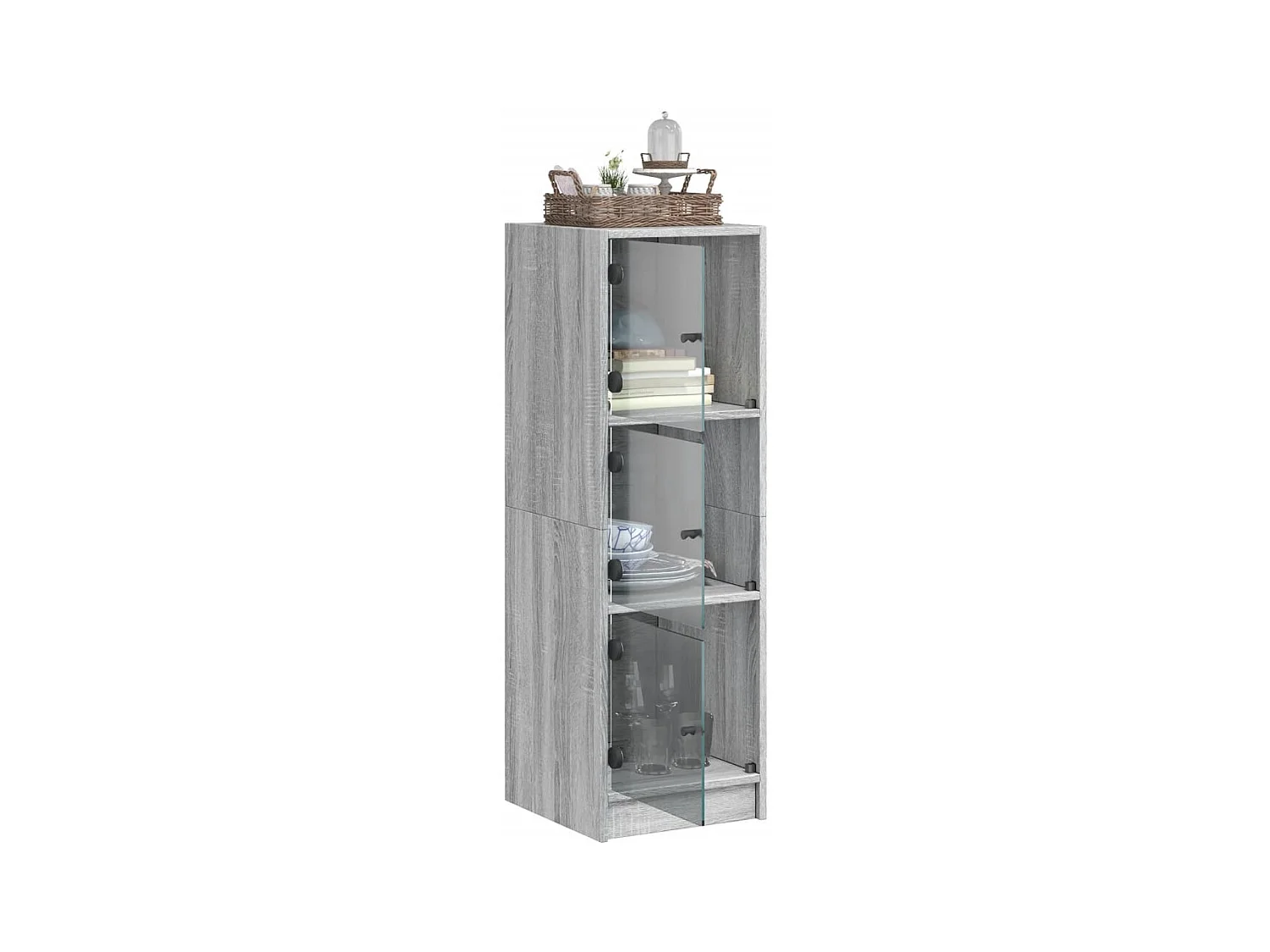 Buffet | Bahut | Meuble de rangement avec portes en verre sonoma gris 35x37x109 cm