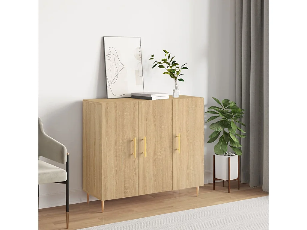 Buffet | Bahut | Meuble de rangement chêne sonoma 90x34x80 cm bois d'ingénierie