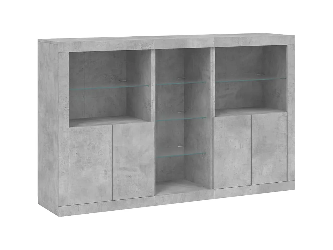 Buffet | Bahut | Meuble de rangement avec lumières LED gris béton 162x37x100 cm