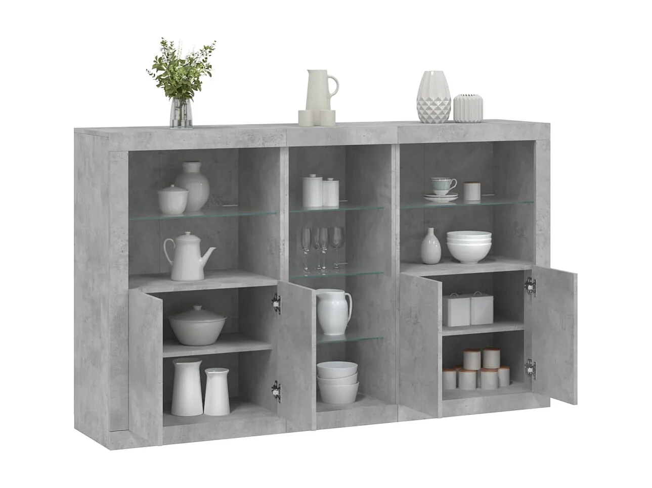 Buffet | Bahut | Meuble de rangement avec lumières LED gris béton 162x37x100 cm