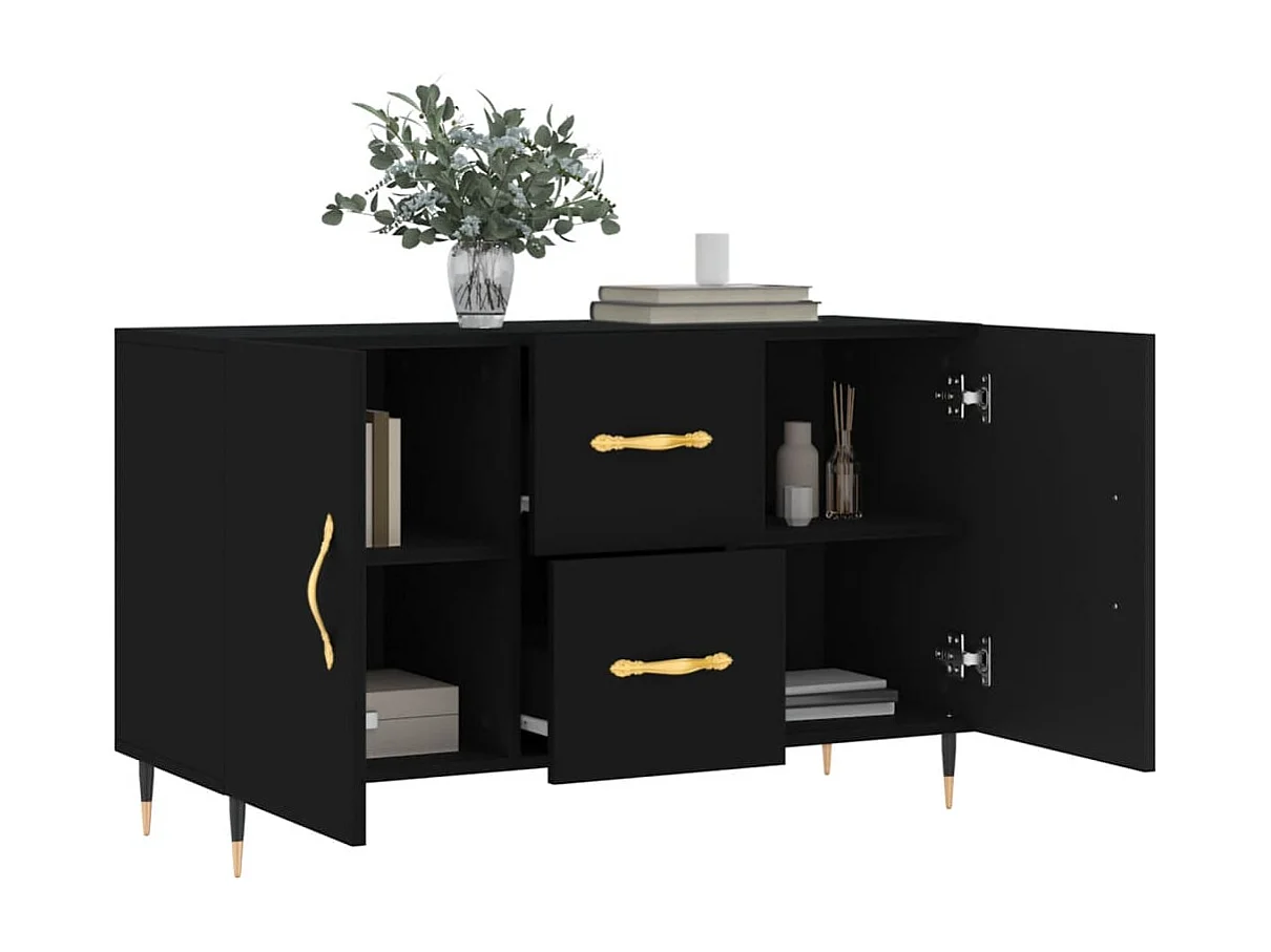 Credenza | Buffet | Armadio Nera 100x36x60 cm in Legno Multistrato