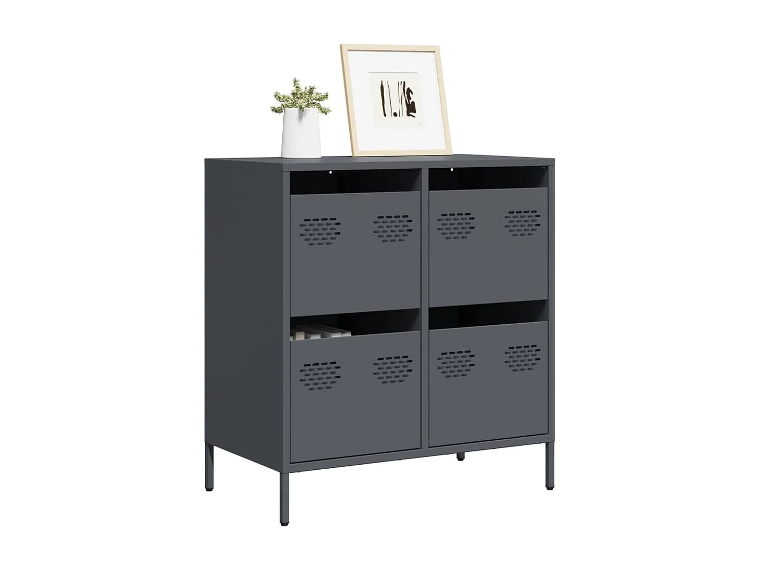 Buffet | Commode à tiroir | Meuble de rangement anthracite 68x39x73,5 cm acier laminé à froid