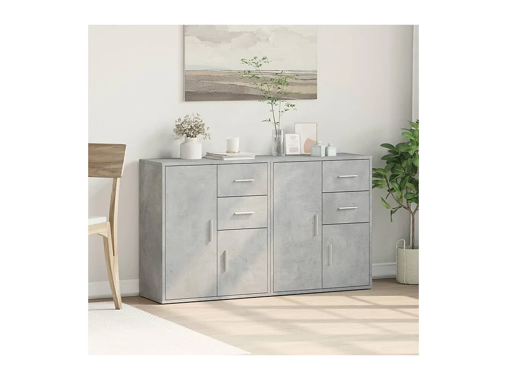 Buffets | Bahuts | Meuble de rangement 2 pcs gris béton 60x31x70 cm bois d'ingénierie