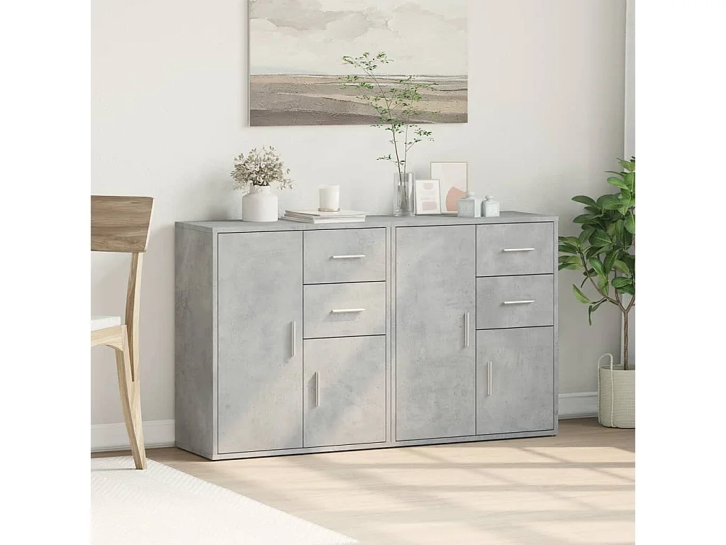 Buffets | Bahuts | Meuble de rangement 2 pcs gris béton 60x31x70 cm bois d'ingénierie