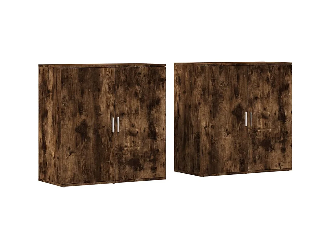 Buffets | Bahuts | Meuble de rangement 2 pcs chêne fumé 79x38x80 cm bois d'ingénierie