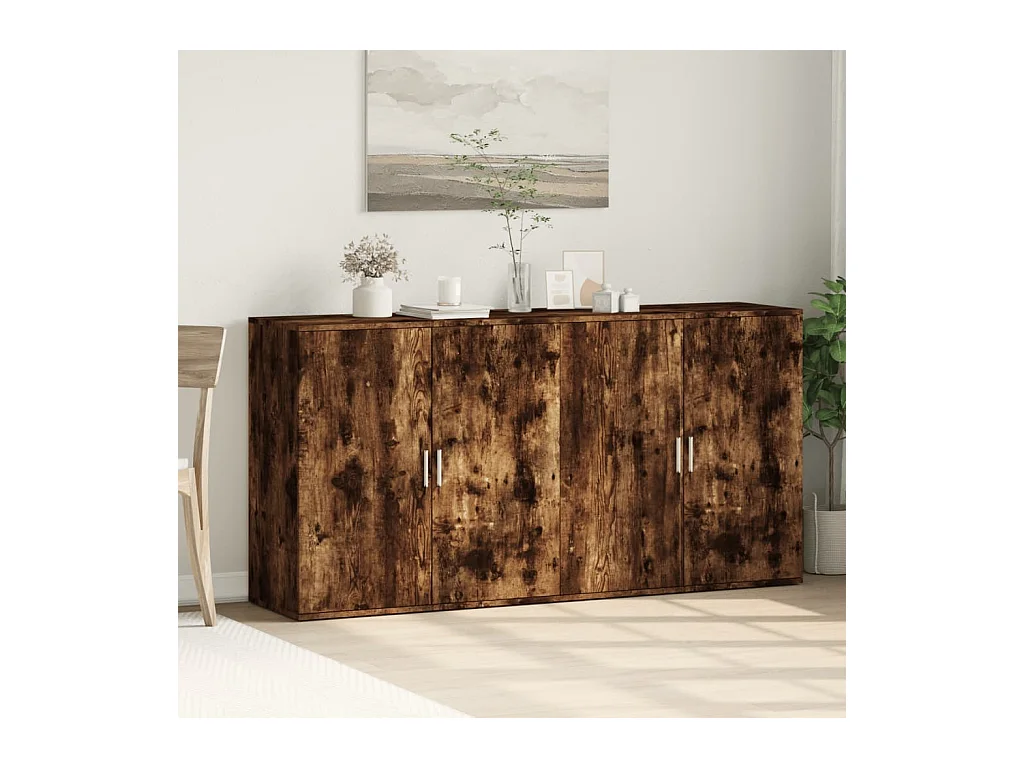 Buffets | Bahuts | Meuble de rangement 2 pcs chêne fumé 79x38x80 cm bois d'ingénierie