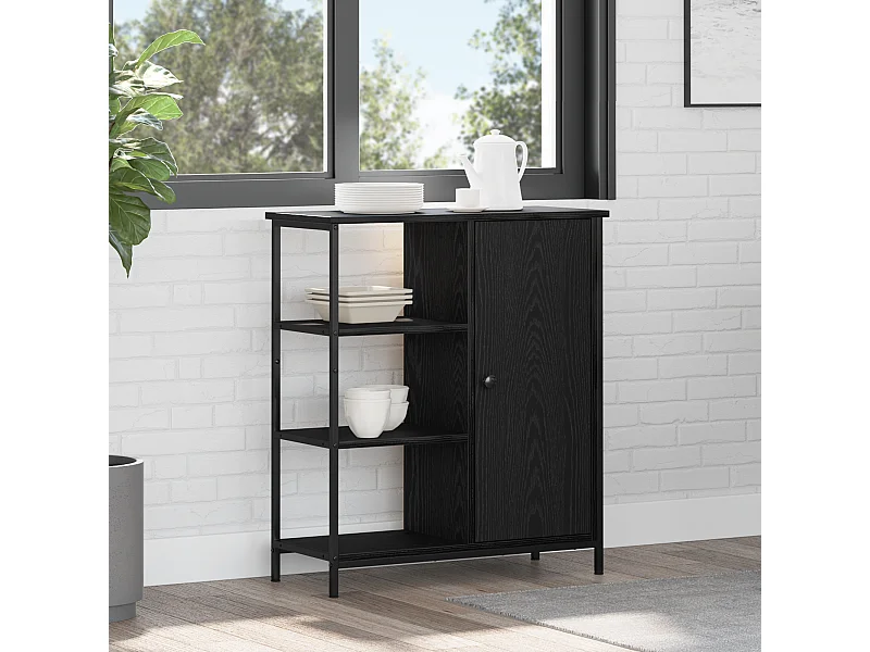 Buffet | Bahut | Meuble de rangement Noir Chêne 70x30x80 cm Bois d'ingénierie