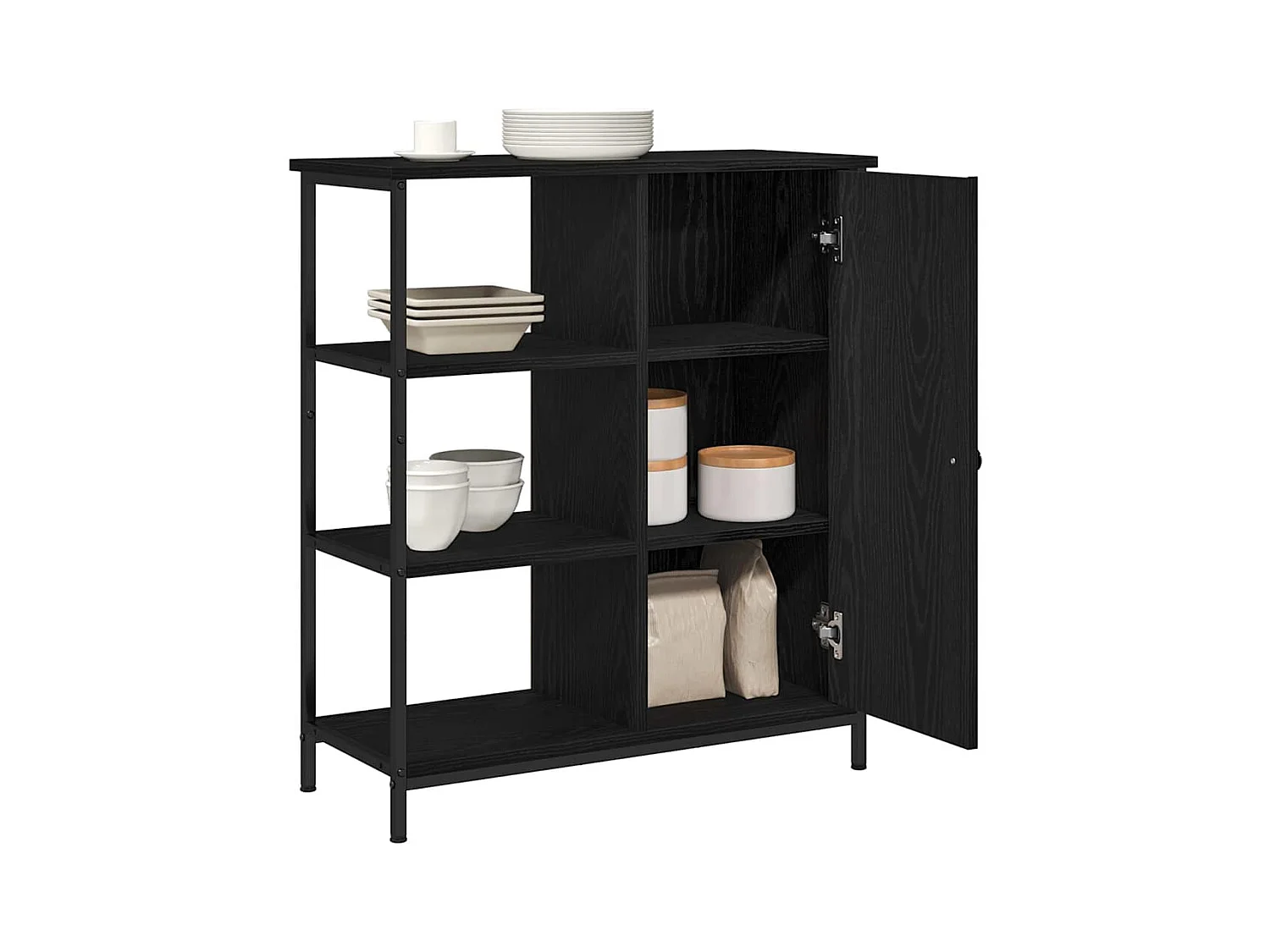 Buffet | Bahut | Meuble de rangement Noir Chêne 70x30x80 cm Bois d'ingénierie