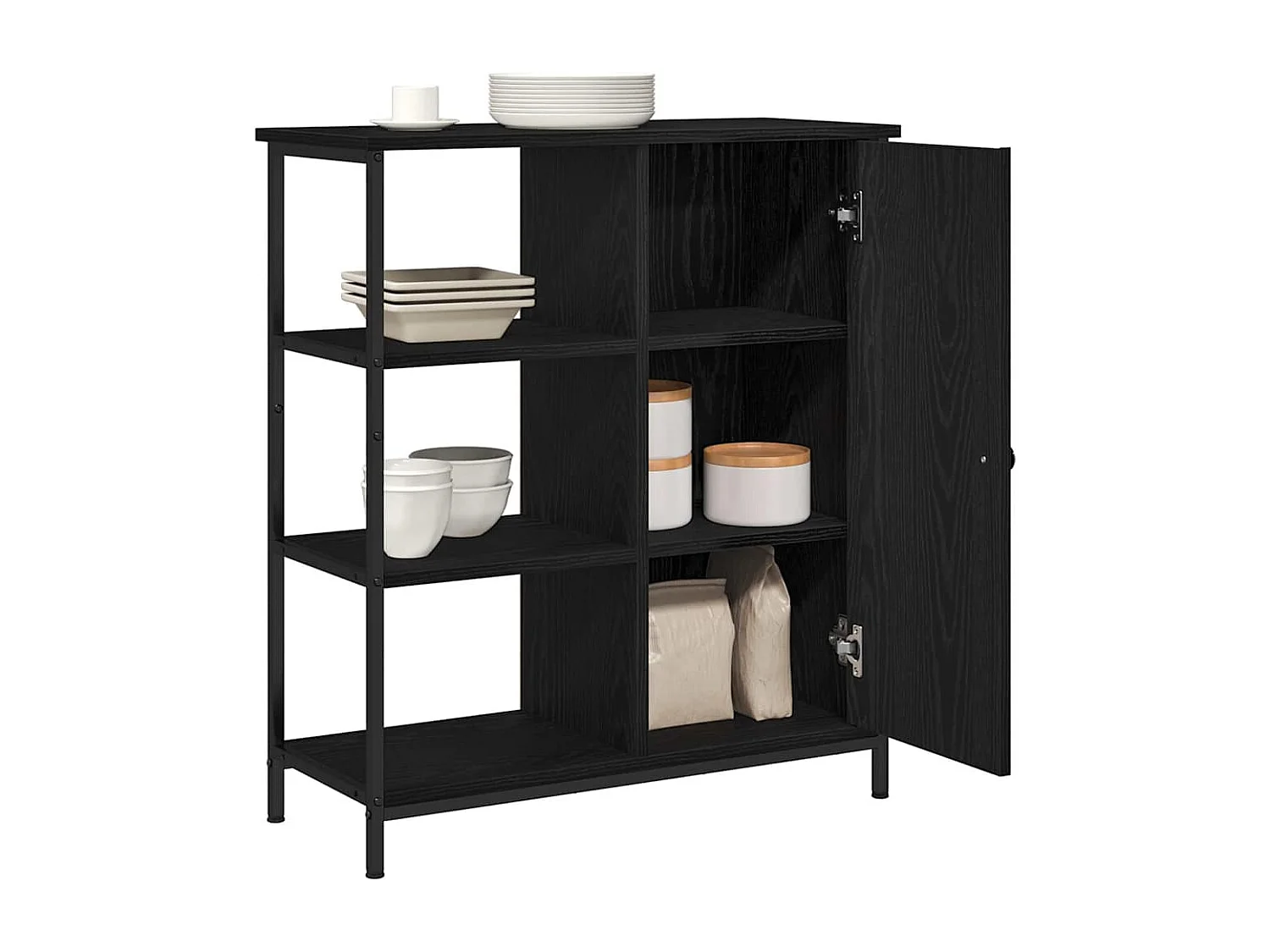 Buffet | Bahut | Meuble de rangement Noir Chêne 70x30x80 cm Bois d'ingénierie