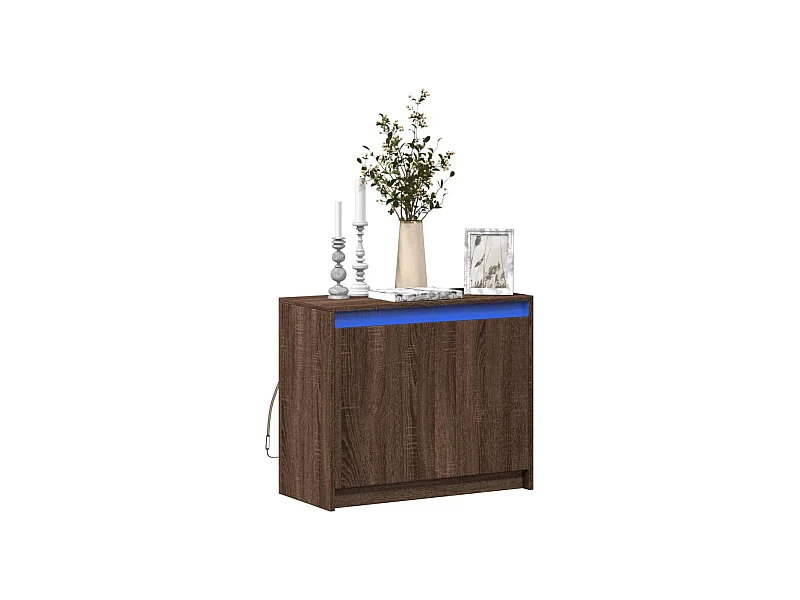 Buffet | Bahut | Meuble de rangement avec LED chêne marron 72x34x61 cm bois d'ingénierie