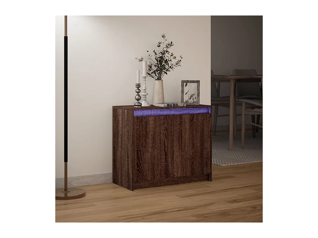 Buffet | Bahut | Meuble de rangement avec LED chêne marron 72x34x61 cm bois d'ingénierie