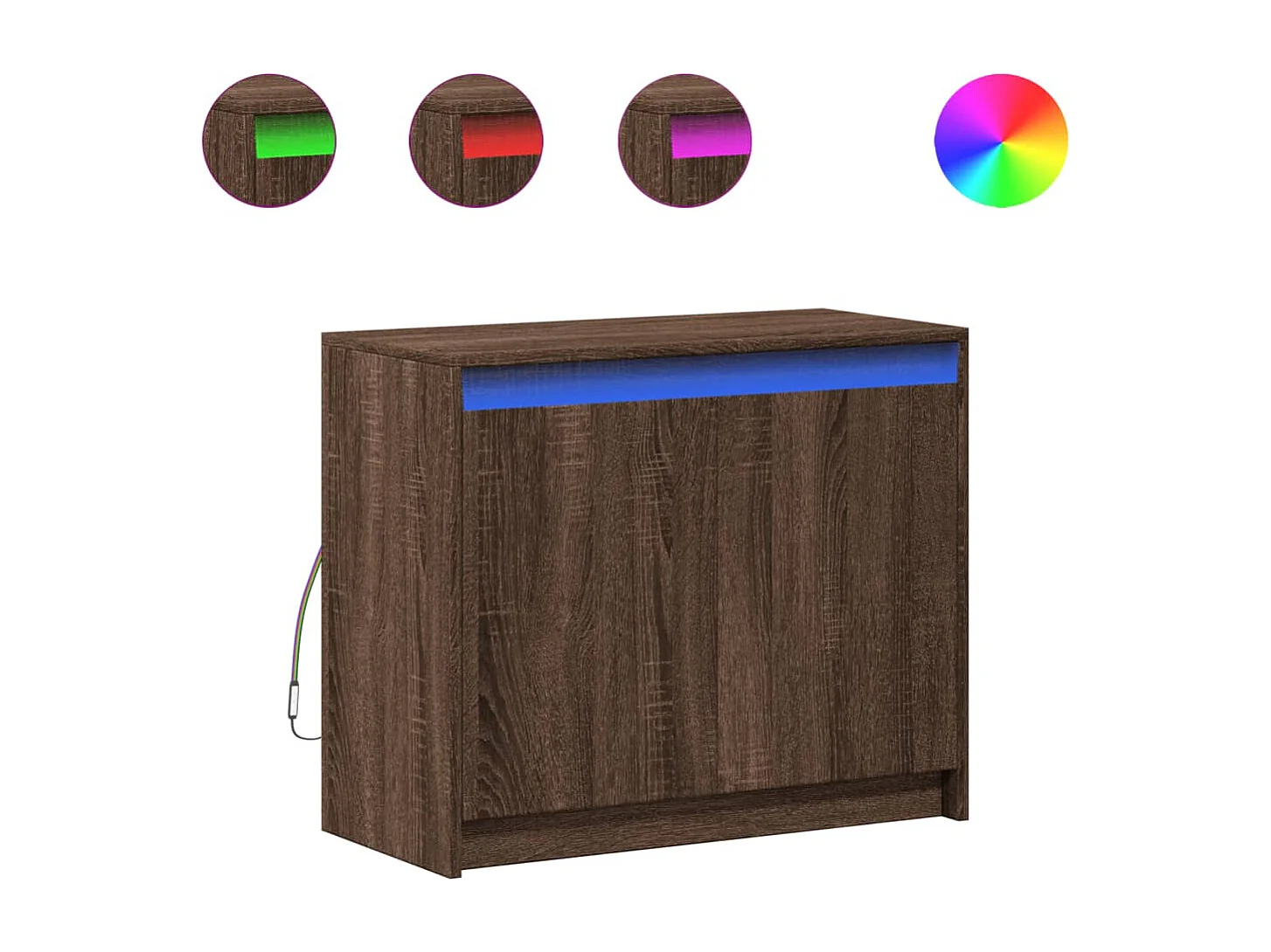 Buffet | Bahut | Meuble de rangement avec LED chêne marron 72x34x61 cm bois d'ingénierie