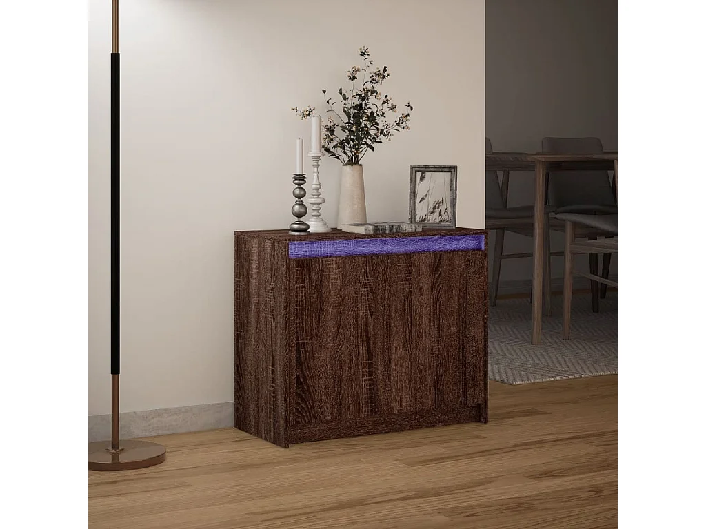 Buffet | Bahut | Meuble de rangement avec LED chêne marron 72x34x61 cm bois d'ingénierie