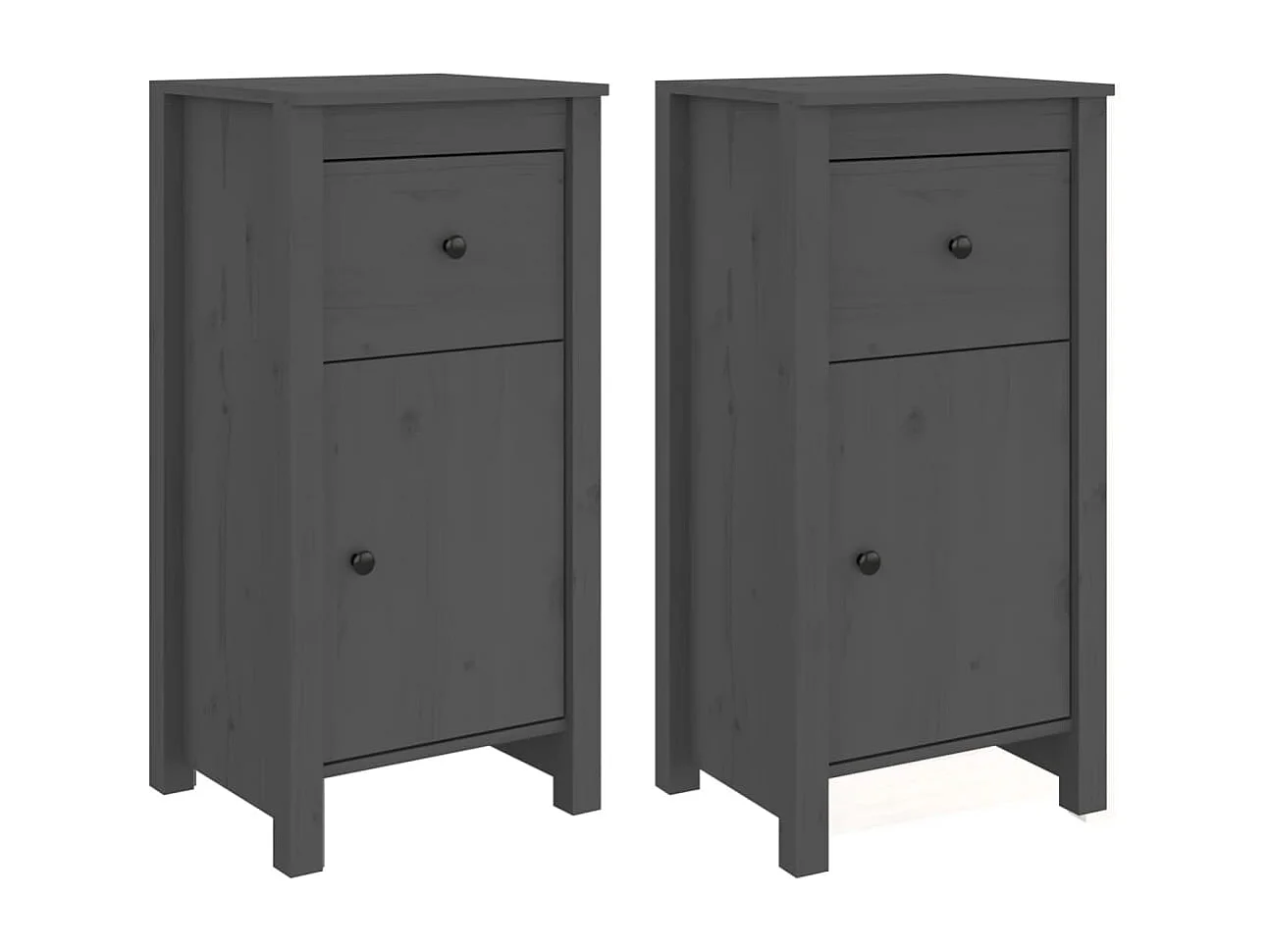 Credenze | Buffet | Armadi 2 pz Grigie 40x35x80 cm in Legno Massello di Pino