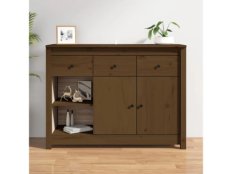 Buffet | Bahut | Meuble de rangement Marron miel 100x35x74 cm Bois massif de pin