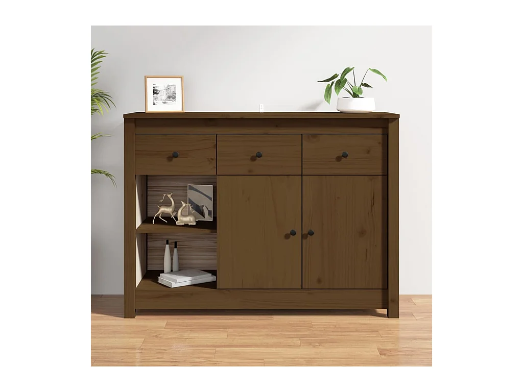 Buffet | Bahut | Meuble de rangement Marron miel 100x35x74 cm Bois massif de pin