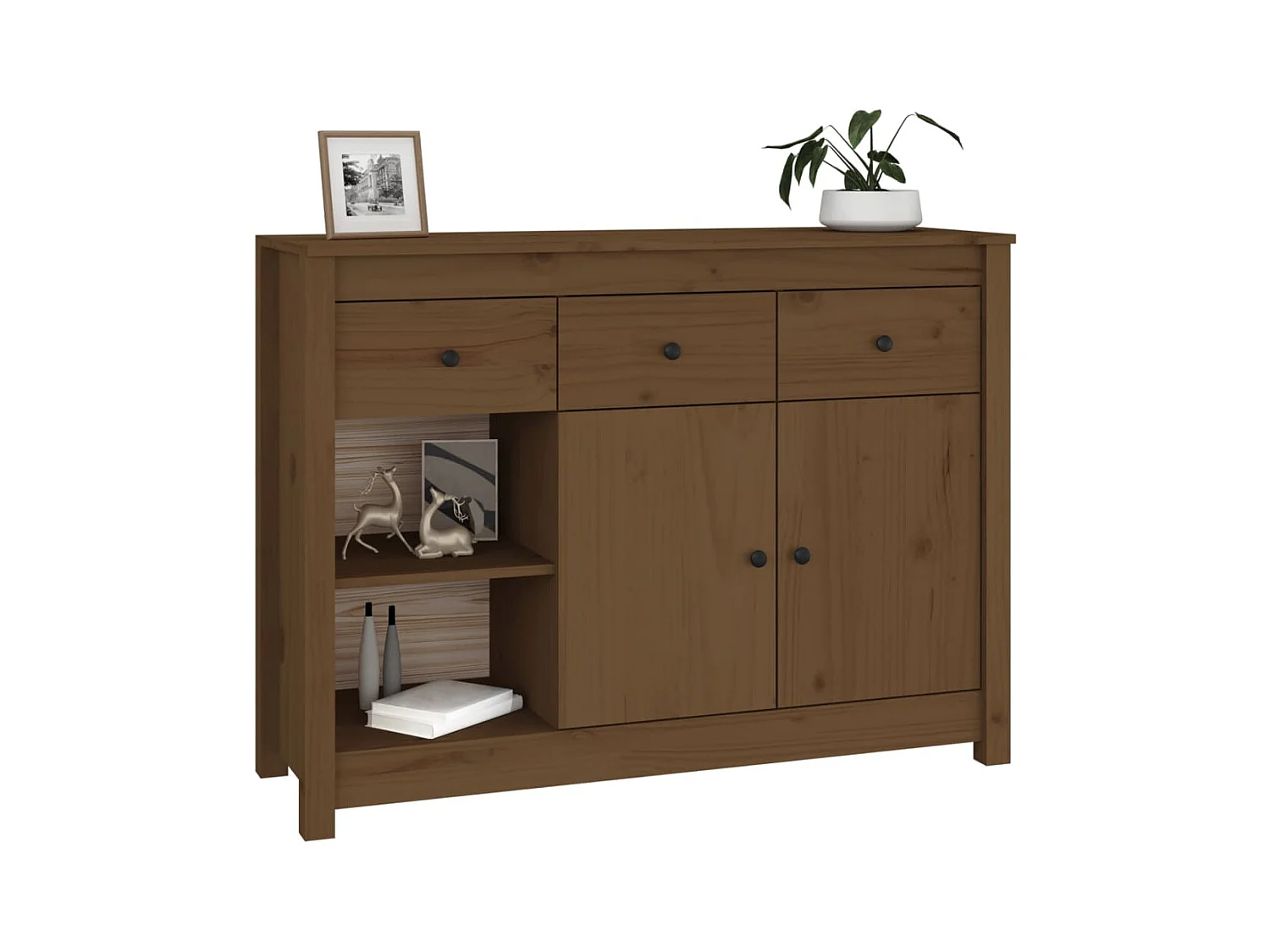 Buffet | Bahut | Meuble de rangement Marron miel 100x35x74 cm Bois massif de pin