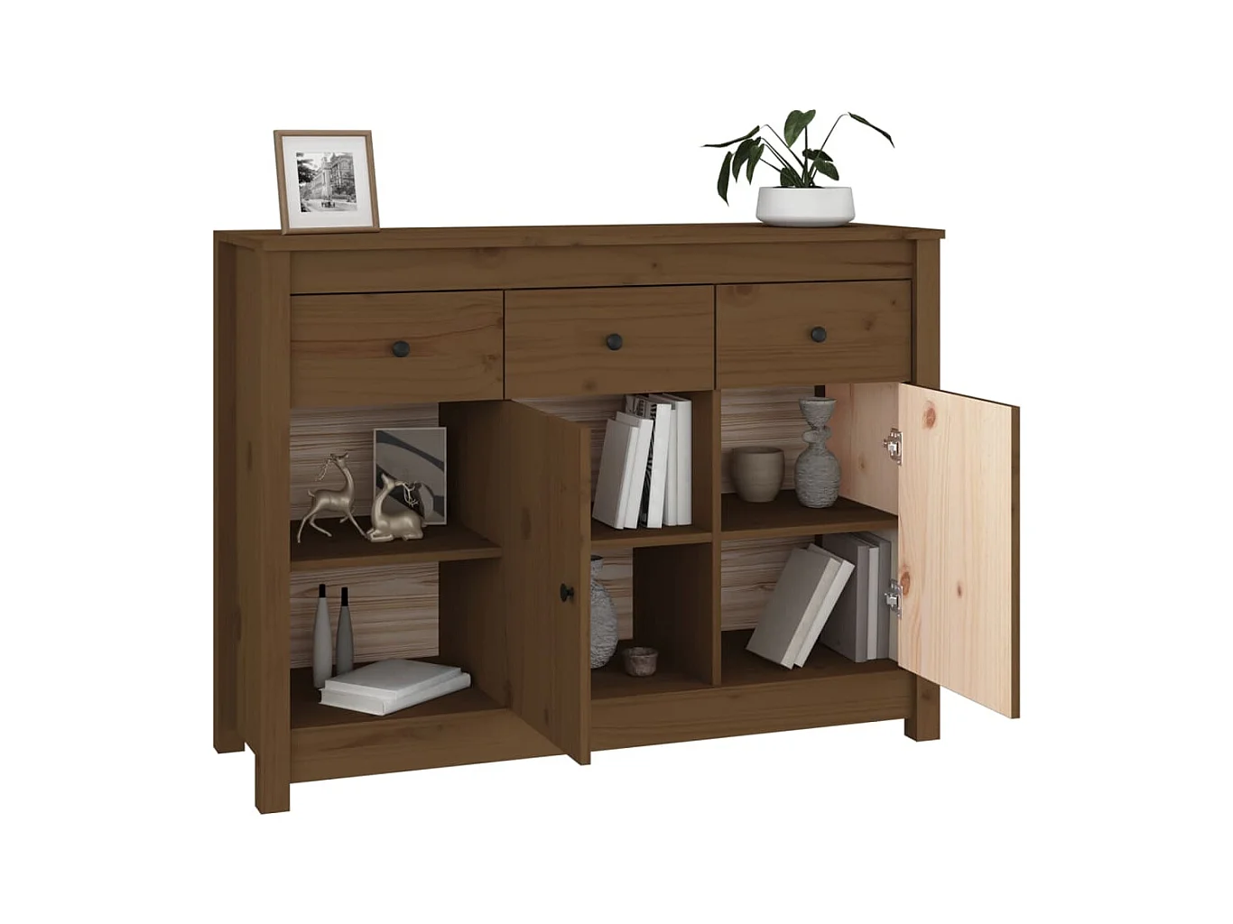Buffet | Bahut | Meuble de rangement Marron miel 100x35x74 cm Bois massif de pin