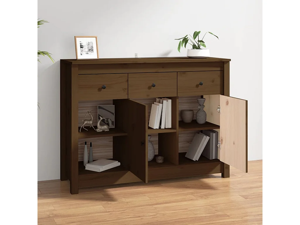 Buffet | Bahut | Meuble de rangement Marron miel 100x35x74 cm Bois massif de pin