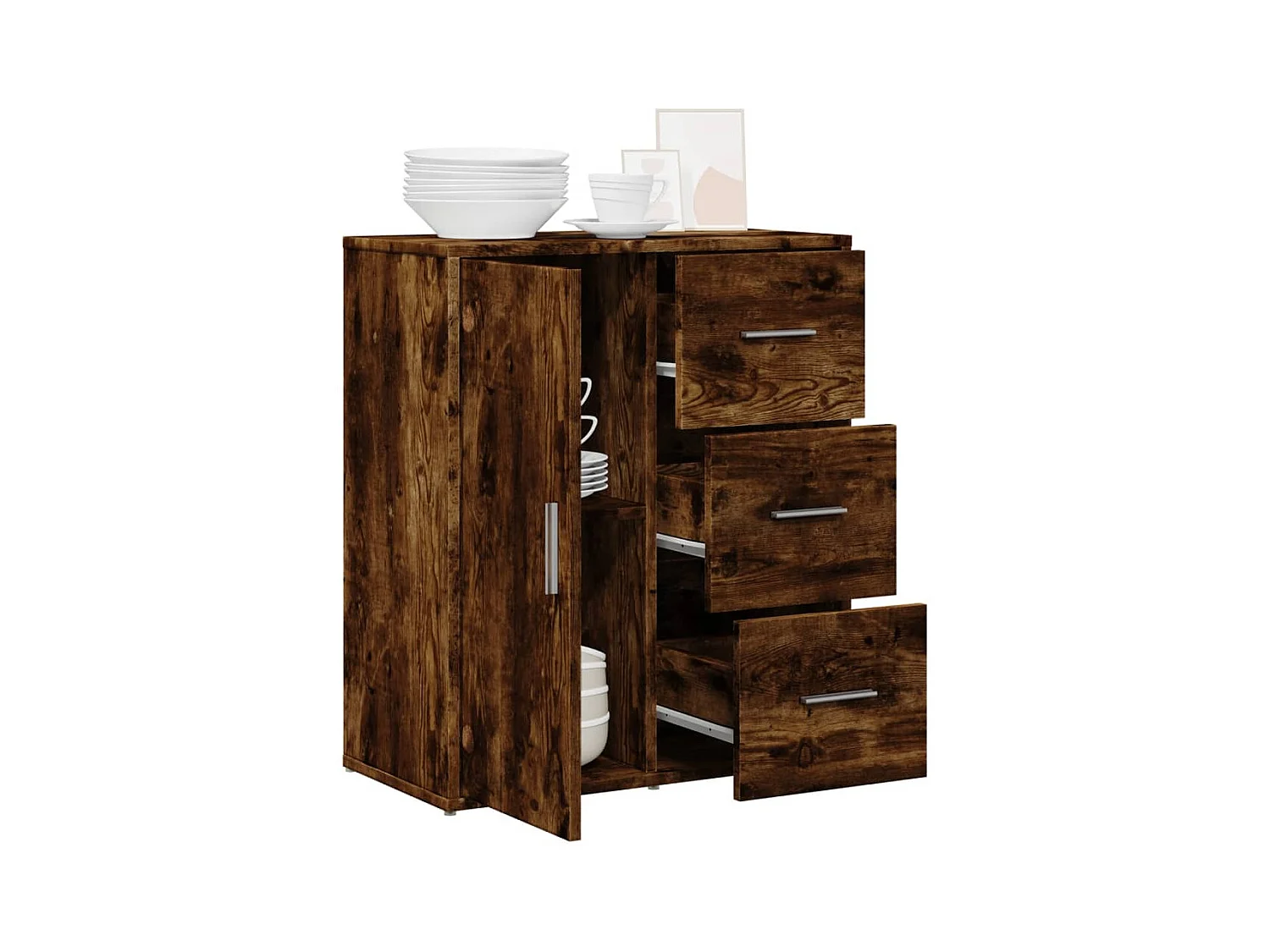 Buffet | Bahut | Meuble de rangement chêne fumé 60x31x70 cm bois d'ingénierie
