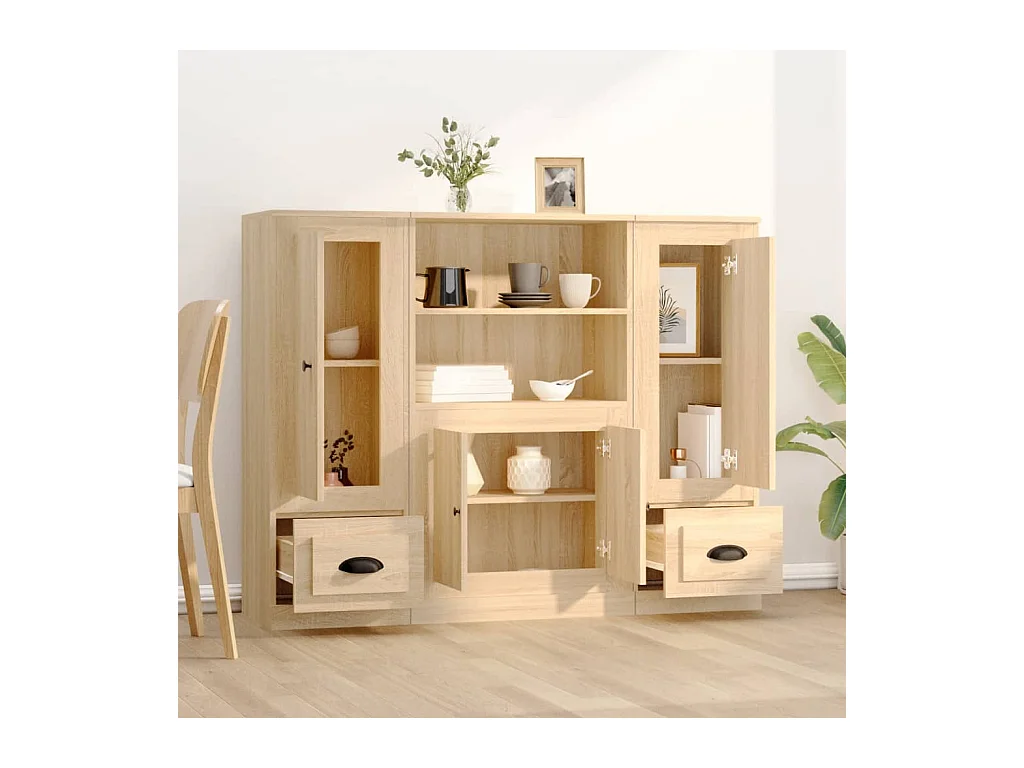 Credenze | Buffet | Armadi 3 pz Rovere Sonoma in Legno Multistrato