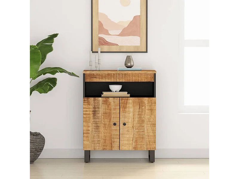 Credenza | Buffet | Armadio con 2 Ante 60x33x75 cm in Legno Massello di Mango