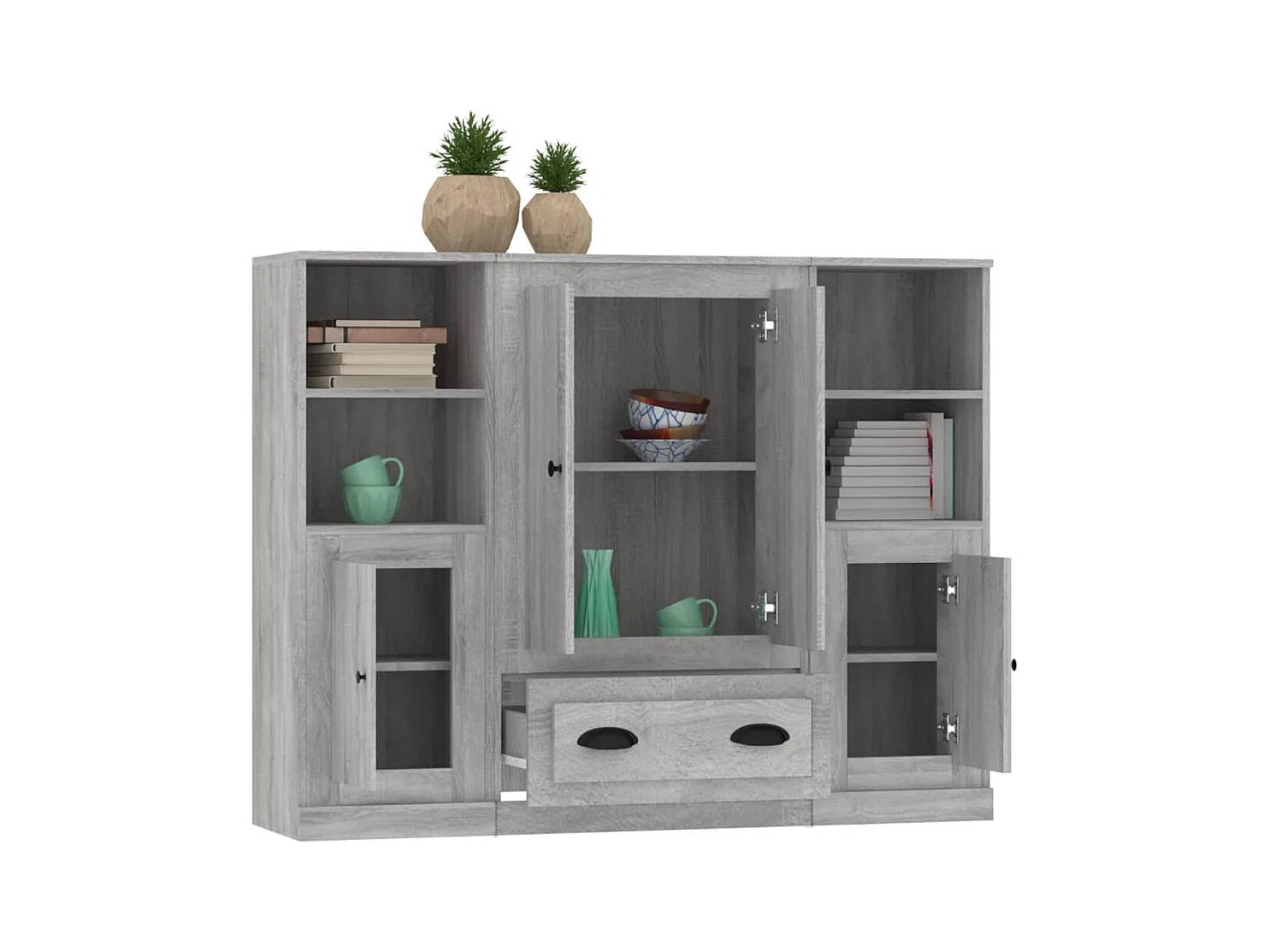 Buffets | Bahuts | Meuble de rangement 3 pcs sonoma gris bois d'ingénierie