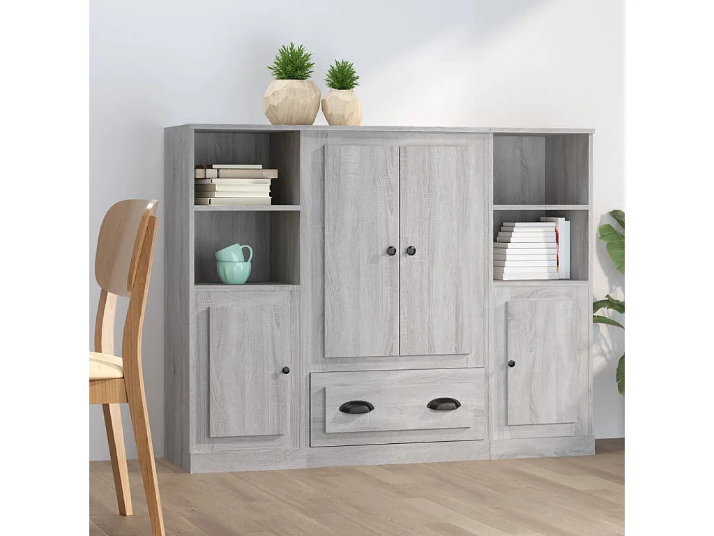 Buffets | Bahuts | Meuble de rangement 3 pcs sonoma gris bois d'ingénierie