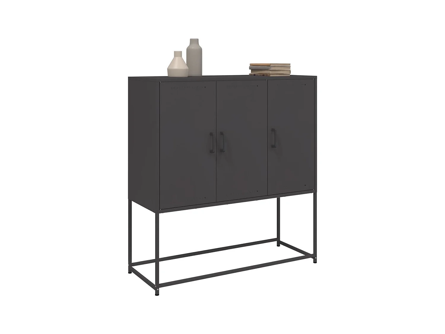 Buffet | Bahut | Meuble de rangement haut noir 100,5x39x107 cm acier