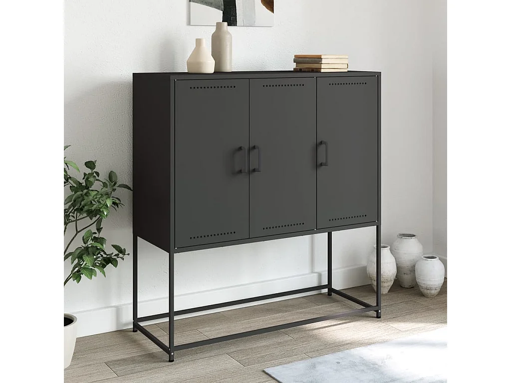 Credenza | Buffet | Armadio Nera 100,5x39x107 cm in Acciaio
