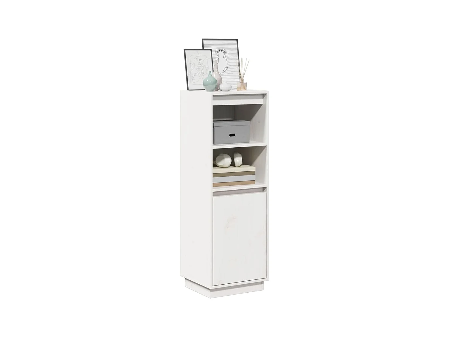 Buffet | Bahut | Meuble de rangement haut Blanc 37x34x110 cm Bois massif de pin