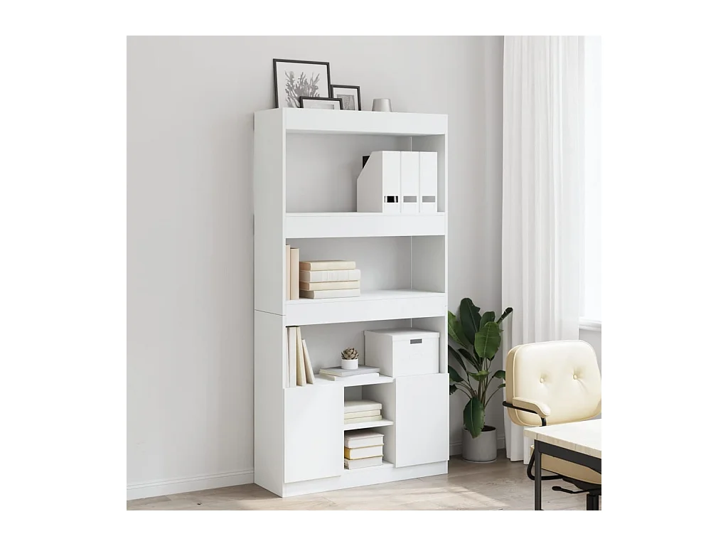 Credenza | Buffet | Armadio Bianca 92x33x180 cm in Legno Multistrato