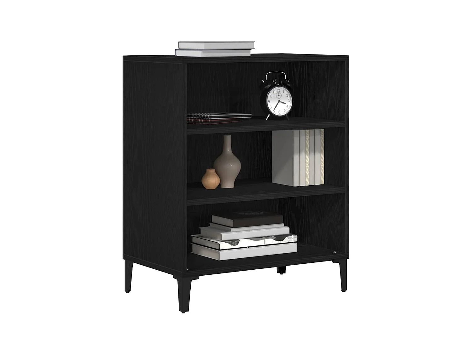 Buffet | Bahut | Meuble de rangement noir en chêne 57x35x70 cm en bois reconstitué