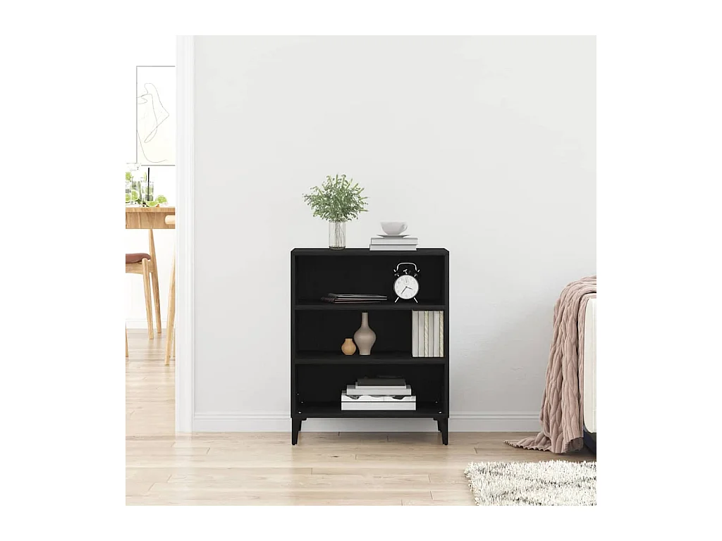 Buffet | Bahut | Meuble de rangement noir en chêne 57x35x70 cm en bois reconstitué