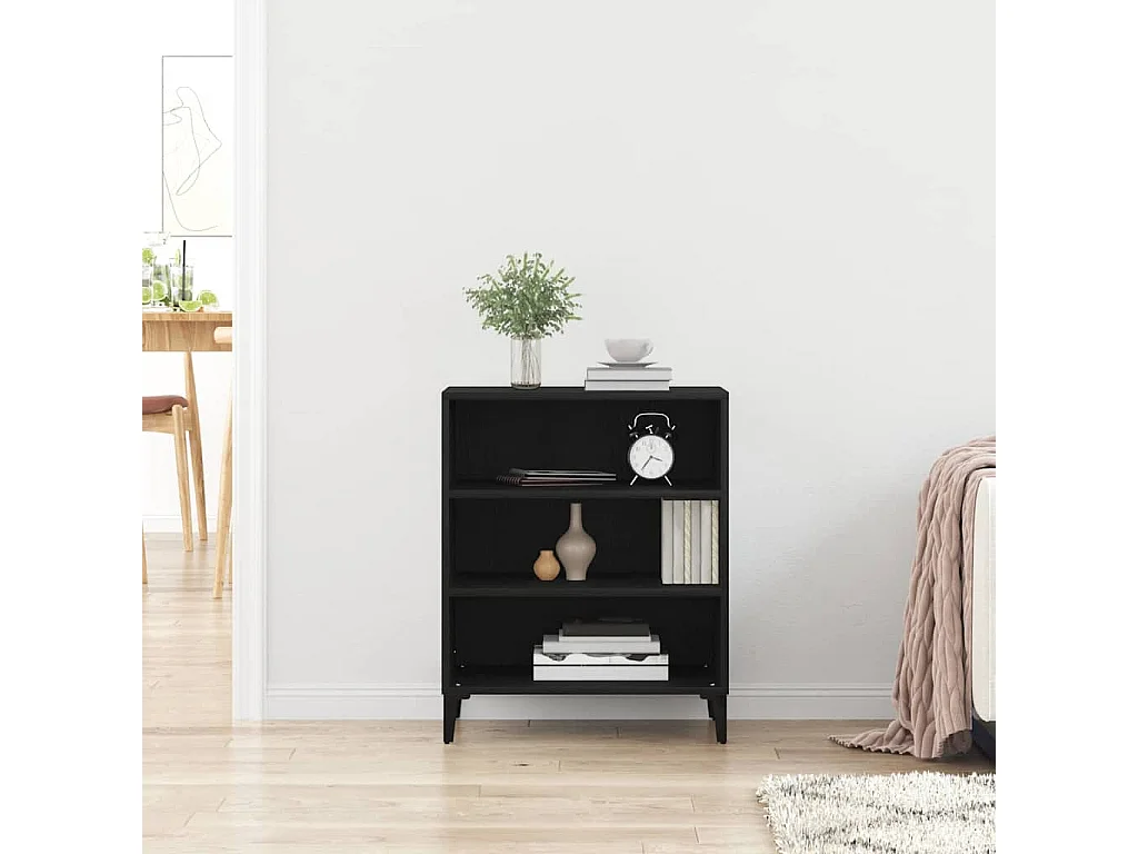 Buffet | Bahut | Meuble de rangement noir en chêne 57x35x70 cm en bois reconstitué