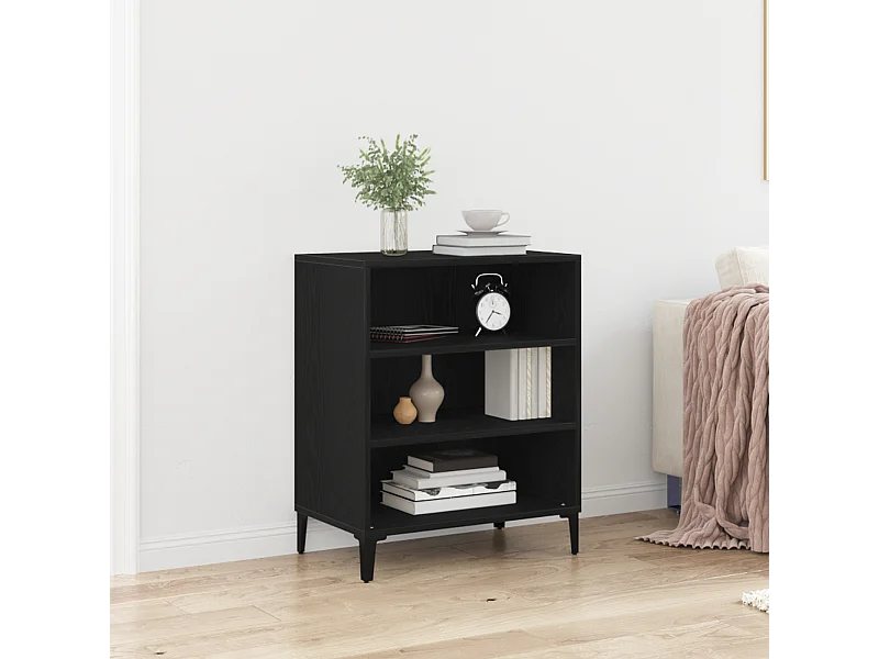 Buffet | Bahut | Meuble de rangement noir en chêne 57x35x70 cm en bois reconstitué