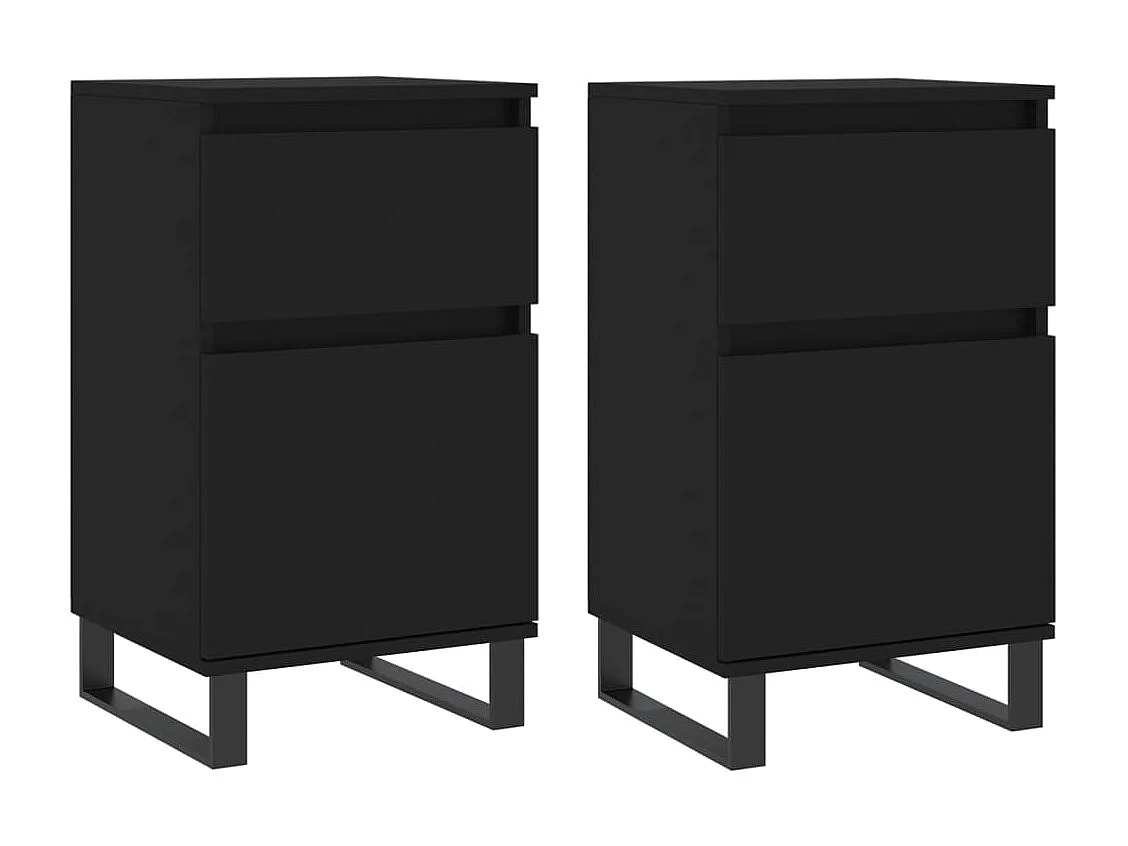 Buffets | Bahuts | Meuble de rangement 2 pcs noir 40x35x70 cm bois d’ingénierie