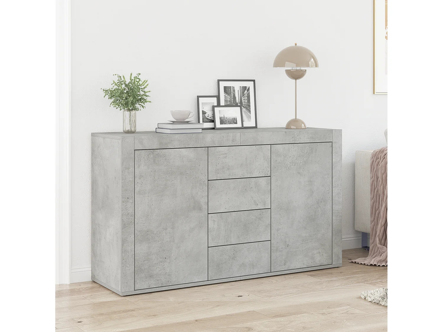 Credenza | Buffet | Armadio Grigio Cemento Legno Ingegnerizzato 120 x 36 x 69 cm