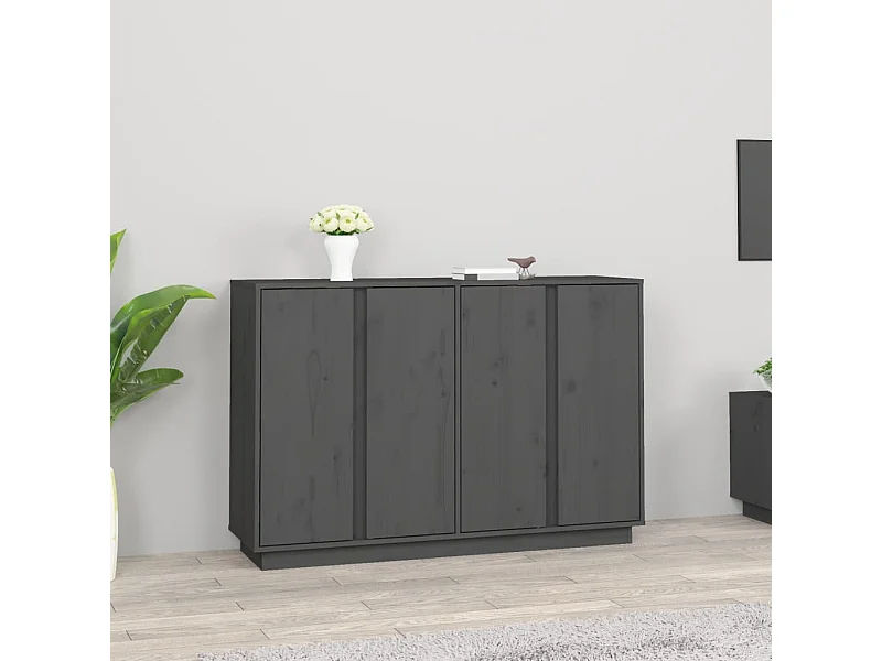 Credenza | Buffet | Armadio Grigia 120x35x80 cm in Legno Massello di Pino