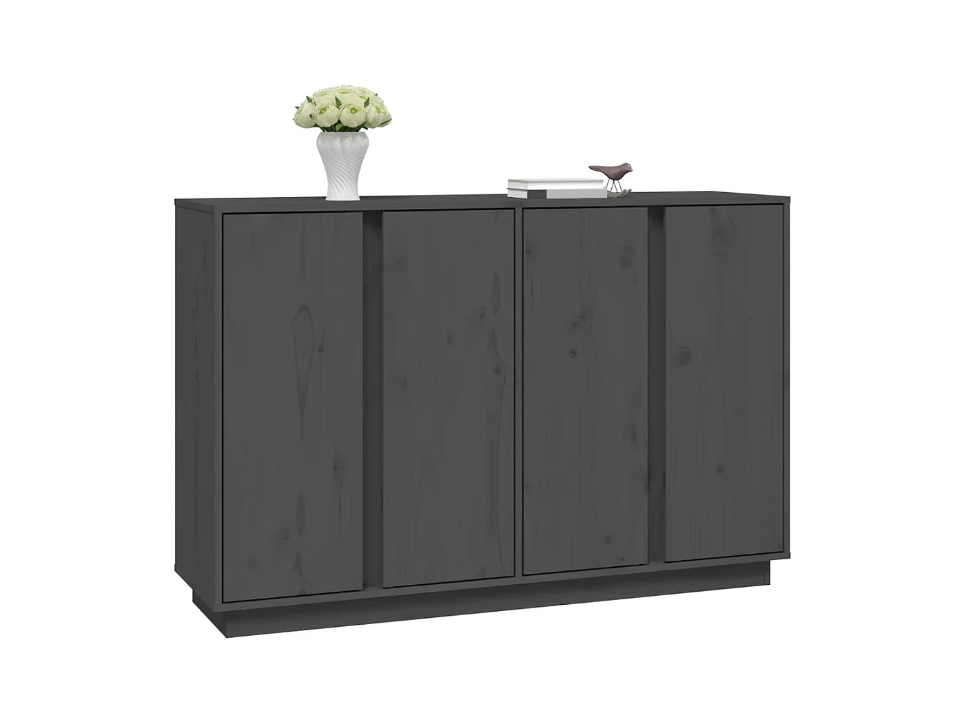 Credenza | Buffet | Armadio Grigia 120x35x80 cm in Legno Massello di Pino