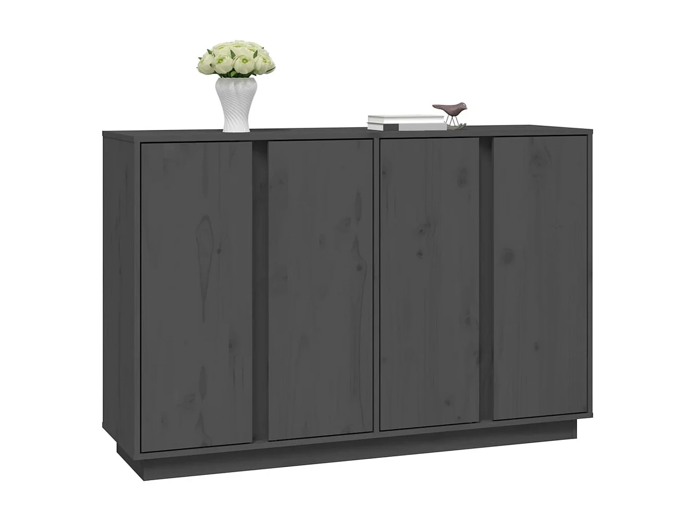Credenza | Buffet | Armadio Grigia 120x35x80 cm in Legno Massello di Pino