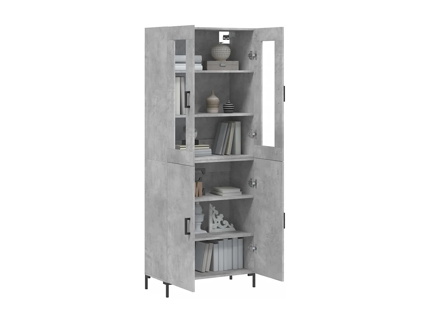 Credenza | Buffet | Armadio Grigio Cemento 69,5x34x180 cm in Legno Multistrato