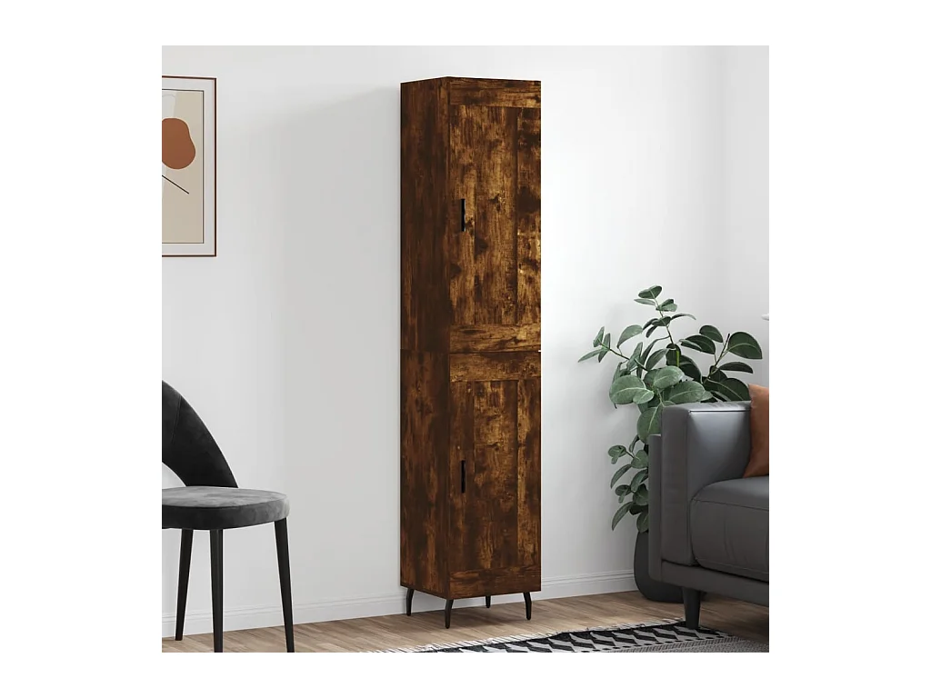 Credenza | Buffet | Armadio Rovere Fumo 34,5x34x180 cm in Legno Multistrato