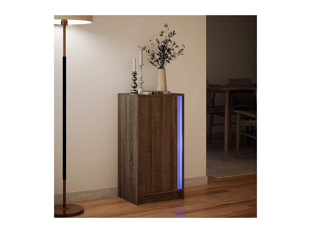 Buffet | Bahut | Meuble de rangement avec LED chêne marron 42,5x34x85 cm bois d'ingénierie