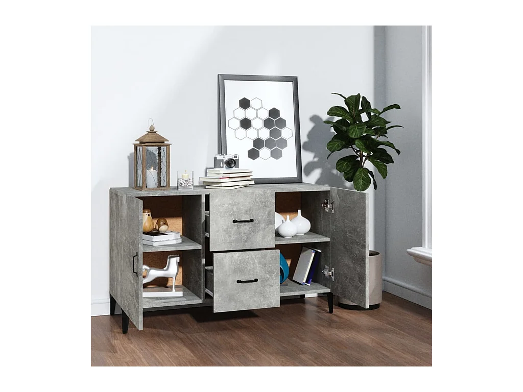Credenza | Buffet | Armadio Grigio Cemento 100x36x60 cm in Legno Multistrato