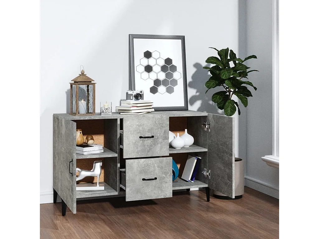 Buffet | Bahut | Meuble de rangement gris béton 100x36x60 cm bois d'ingénierie