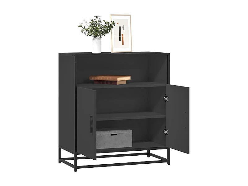 Credenza | Buffet | Armadio Rovere Nera 68x35x76 cm in Legno Multistrato