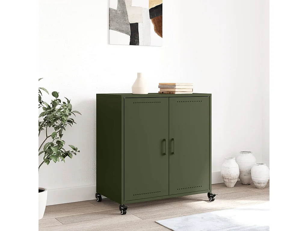 Buffet | Bahut | Meuble de rangement vert olive 68x39x72 cm acier