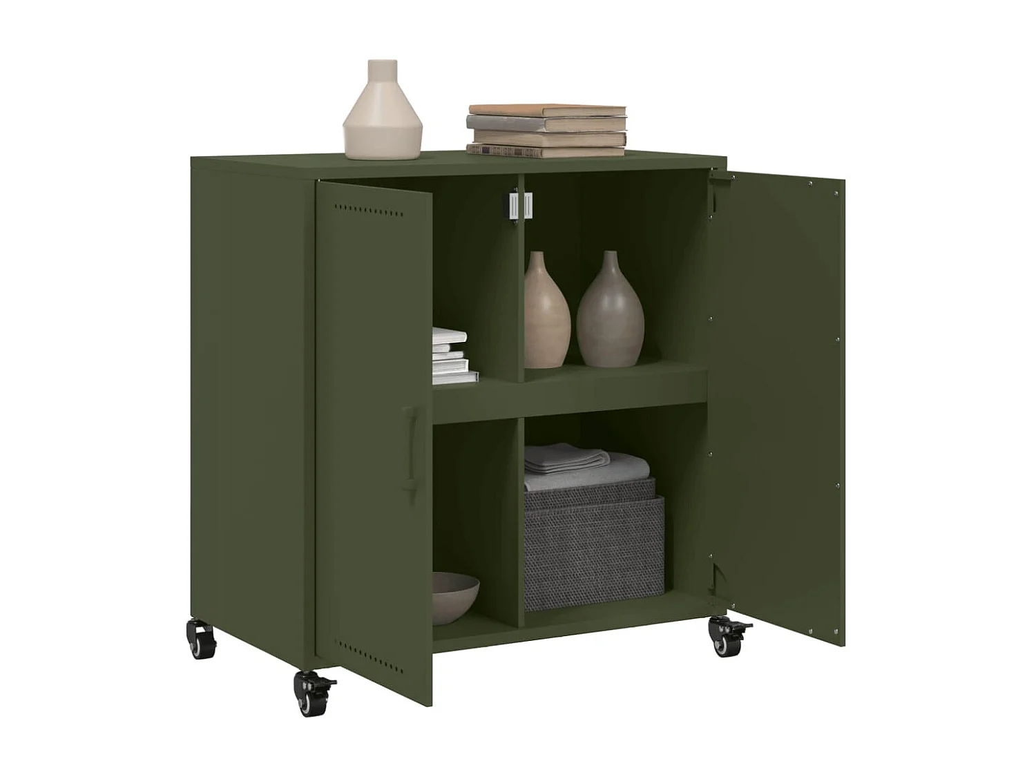 Buffet | Bahut | Meuble de rangement vert olive 68x39x72 cm acier